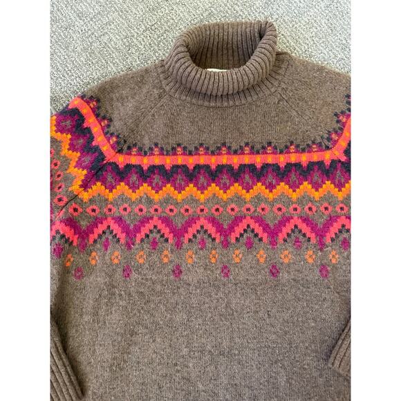 Lou & Grey for Loft wool blend fair isle sweater womens M - Picture 3 of 9